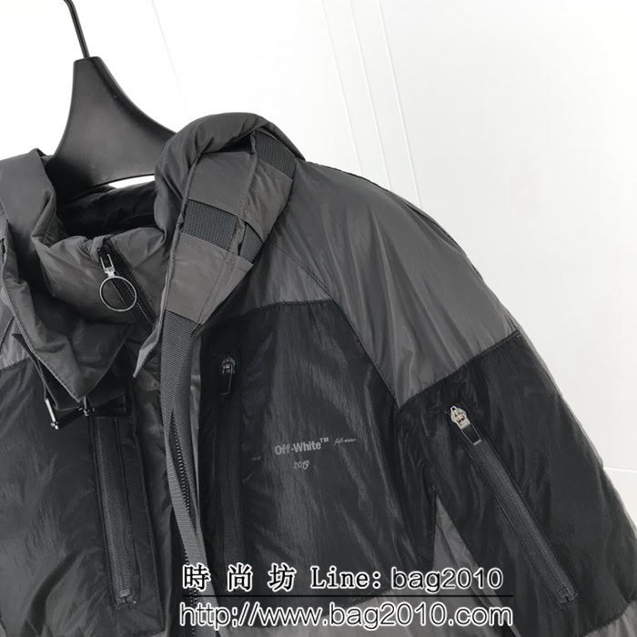OFF-white 18SS秋冬新款 多處面料拼接 男款羽絨服 ydi1349